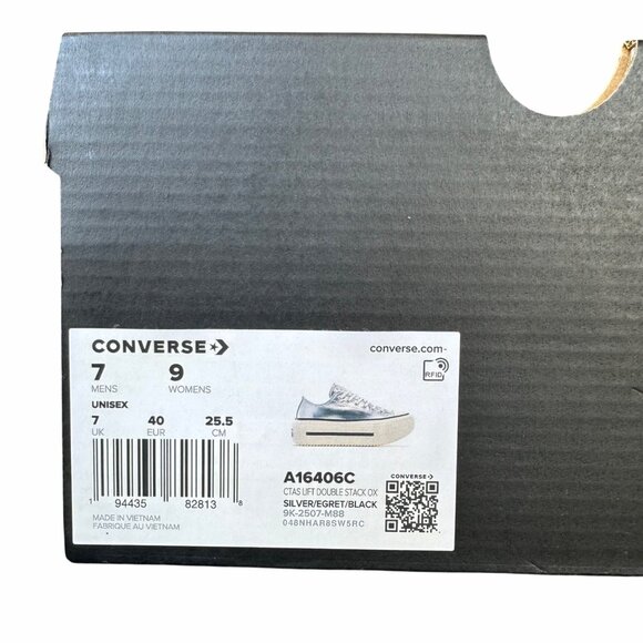⭐Converse Chuck Taylor Lift Double Stack Sz 7 Men's Shoes Sneaker Silver A16406C - Picture 7 of 9
